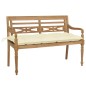 vidaXL Banco Batavia de teca maciza con cojín blanco crema 120 cm vidaXL Banco Batavia de teca maciza con cojín blanco crema 120 cm