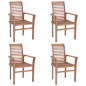 vidaXL Sillas de comedor 4 uds madera maciza de teca con cojines verde