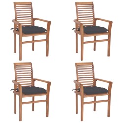 vidaXL Sillas de comedor 4 uds madera teca con cojines gris antracita