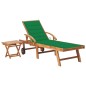 vidaXL Tumbona con mesa y cojín madera maciza de teca vidaXL Tumbona con mesa y cojín madera maciza de teca