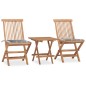 vidaXL Set comedor de jardín plegable 3 piezas madera de teca cojines vidaXL Set comedor de jardín plegable 3 piezas madera de teca cojines