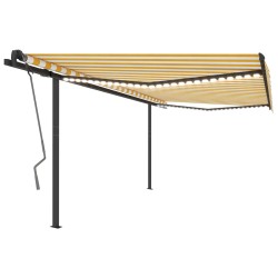 vidaXL Toldo manual retráctil con LED amarillo y blanco 4x3 m