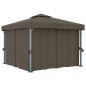 vidaXL Cenador con cortina y tira de luz LED aluminio taupé 3x3 m vidaXL Cenador con cortina y tira de luz LED aluminio taupé 3x3 m
