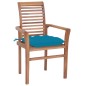 vidaXL Sillas de comedor 8 uds madera de teca con cojines azul claro