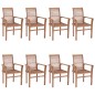 vidaXL Sillas de comedor 8 uds madera de teca con cojines azul claro