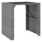 vidaXL Mesa y taburetes altos jardín 5 piezas y cojines ratán PE gris vidaXL Mesa y taburetes altos jardín 5 piezas y cojines ratán PE gris