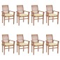 vidaXL Sillas de comedor 8 uds madera de teca con cojines crema blanco vidaXL Sillas de comedor 8 uds madera de teca con cojines crema blanco
