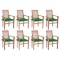 vidaXL Sillas de comedor 8 unidades madera de teca con cojines verdes vidaXL Sillas de comedor 8 unidades madera de teca con cojines verdes