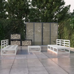 vidaXL Set de salón de jardín de 7 pzas blanco madera maciza de pino