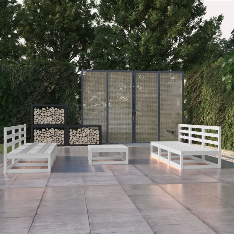 vidaXL Set de salón de jardín de 7 pzas blanco madera maciza de pino vidaXL Set de salón de jardín de 7 pzas blanco madera maciza de pino