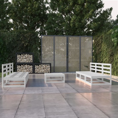 vidaXL Set de salón de jardín de 7 pzas blanco madera maciza de pino