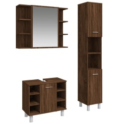 vidaXL Set de muebles de baño 3 pzas madera contrachapada roble marrón