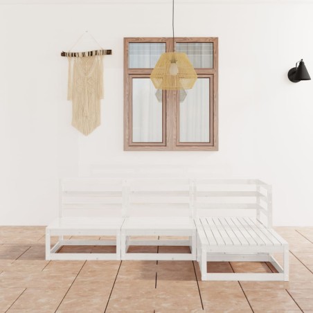 vidaXL Set de salón de jardín de 4 piezas blanco madera maciza de pino