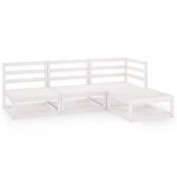vidaXL Set de salón de jardín de 4 piezas blanco madera maciza de pino