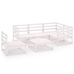 vidaXL Set de salón de jardín de 6 piezas blanco madera maciza de pino 