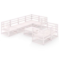 vidaXL Set de salón de jardín de 8 piezas blanco madera maciza de pino