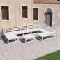 vidaXL Set de salón de jardín de 10 piezas blanco madera maciza pino vidaXL Set de salón de jardín de 10 piezas blanco madera maciza pino