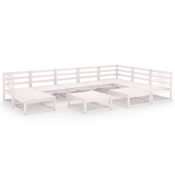 vidaXL Set de salón de jardín de 10 piezas blanco madera maciza pino
