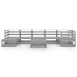 vidaXL Muebles de jardín 8 piezas gris madera de pino maciza vidaXL Muebles de jardín 8 piezas gris madera de pino maciza