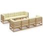 vidaXL Juego de muebles de jardín 9 pzas y cojines madera pino maciza vidaXL Juego de muebles de jardín 9 pzas y cojines madera pino maciza