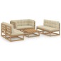 vidaXL Juego de muebles de jardín 7 pzas y cojines madera pino maciza vidaXL Juego de muebles de jardín 7 pzas y cojines madera pino maciza
