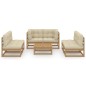 vidaXL Juego de muebles de jardín 7 pzas y cojines madera pino maciza vidaXL Juego de muebles de jardín 7 pzas y cojines madera pino maciza