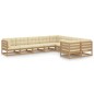 vidaXL Set de muebles de jardín 9 pzs cojines madera pino marrón miel vidaXL Set de muebles de jardín 9 pzs cojines madera pino marrón miel