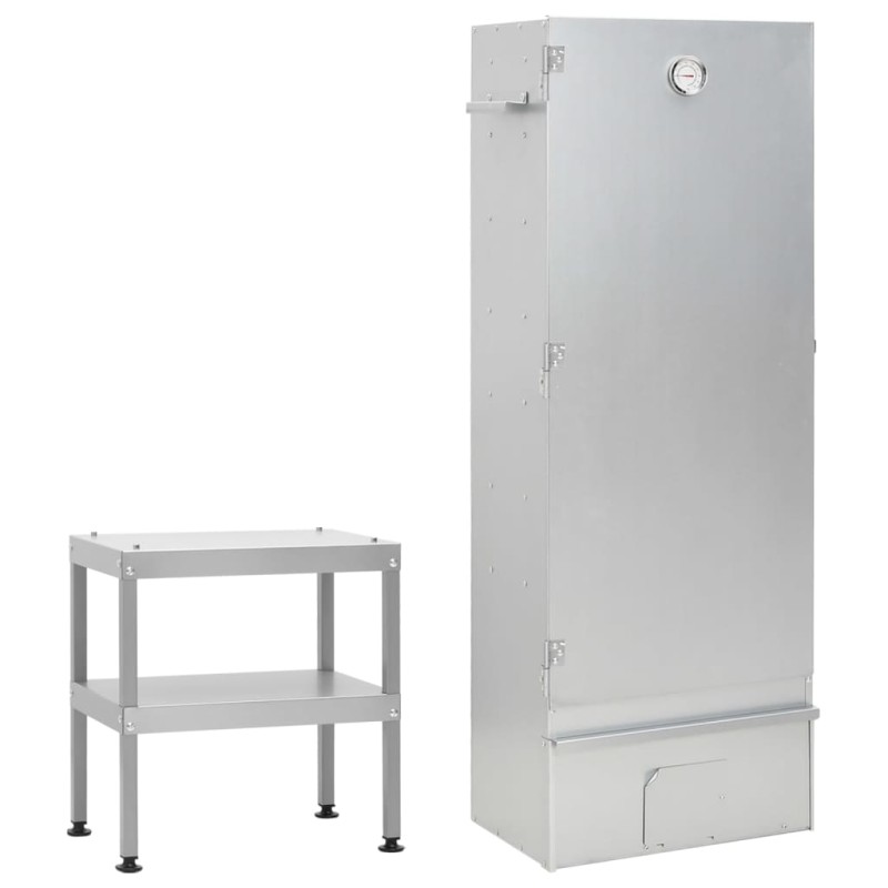 vidaXL Horno ahumador de barbacoa con mesa acero galvanizado vidaXL Horno ahumador de barbacoa con mesa acero galvanizado