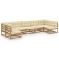 vidaXL Set de muebles de jardín 7 pzs cojines madera pino marrón miel vidaXL Set de muebles de jardín 7 pzs cojines madera pino marrón miel