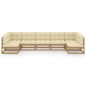 vidaXL Set de muebles de jardín 7 pzs cojines madera pino marrón miel vidaXL Set de muebles de jardín 7 pzs cojines madera pino marrón miel