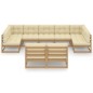 vidaXL Set de muebles de jardín 9 pzs cojines madera pino marrón miel vidaXL Set de muebles de jardín 9 pzs cojines madera pino marrón miel