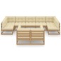vidaXL Set de muebles de jardín 9 pzs cojines madera pino marrón miel