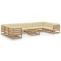 vidaXL Set de muebles de jardín 11 pzs cojines madera pino marrón miel vidaXL Set de muebles de jardín 11 pzs cojines madera pino marrón miel
