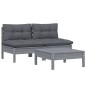 vidaXL Muebles de jardín 3 pzas con cojines antracita madera de pino