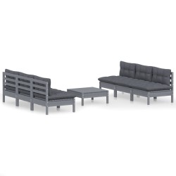 vidaXL Muebles de jardín 7 pzas con cojines antracita madera de pino