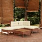 vidaXL Muebles de jardín 5 pzas y cojines madera de pino marrón miel vidaXL Muebles de jardín 5 pzas y cojines madera de pino marrón miel