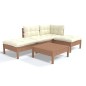 vidaXL Muebles de jardín 5 pzas y cojines madera de pino marrón miel vidaXL Muebles de jardín 5 pzas y cojines madera de pino marrón miel