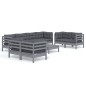 vidaXL Juego de muebles de jardín 9 pzas y cojines madera maciza pino vidaXL Juego de muebles de jardín 9 pzas y cojines madera maciza pino