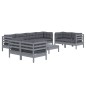 vidaXL Juego de muebles de jardín 9 pzas y cojines madera maciza pino vidaXL Juego de muebles de jardín 9 pzas y cojines madera maciza pino