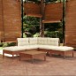vidaXL Muebles de jardín 6 pzas y cojines madera de pino marrón miel vidaXL Muebles de jardín 6 pzas y cojines madera de pino marrón miel