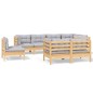 vidaXL Juego de muebles de jardín 8 pzas y cojines madera maciza pino vidaXL Juego de muebles de jardín 8 pzas y cojines madera maciza pino