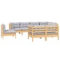 vidaXL Juego de muebles de jardín 8 pzas y cojines madera maciza pino vidaXL Juego de muebles de jardín 8 pzas y cojines madera maciza pino