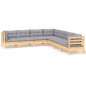 vidaXL Juego de muebles de jardín 7 pzas y cojines madera maciza pino vidaXL Juego de muebles de jardín 7 pzas y cojines madera maciza pino