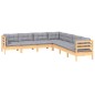 vidaXL Juego de muebles de jardín 7 pzas y cojines madera maciza pino vidaXL Juego de muebles de jardín 7 pzas y cojines madera maciza pino
