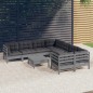 vidaXL Muebles de jardín 9 pzas y cojines gris madera de pino vidaXL Muebles de jardín 9 pzas y cojines gris madera de pino