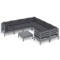 vidaXL Muebles de jardín 9 pzas y cojines gris madera de pino vidaXL Muebles de jardín 9 pzas y cojines gris madera de pino