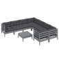 vidaXL Muebles de jardín 9 pzas y cojines gris madera de pino vidaXL Muebles de jardín 9 pzas y cojines gris madera de pino