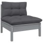 vidaXL Muebles de jardín 9 pzas y cojines gris madera de pino vidaXL Muebles de jardín 9 pzas y cojines gris madera de pino
