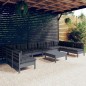 vidaXL Muebles de jardín 11 pzas y cojines gris madera maciza de pino