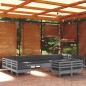 vidaXL Juego de muebles de jardín 13 pzas y cojines madera pino gris vidaXL Juego de muebles de jardín 13 pzas y cojines madera pino gris